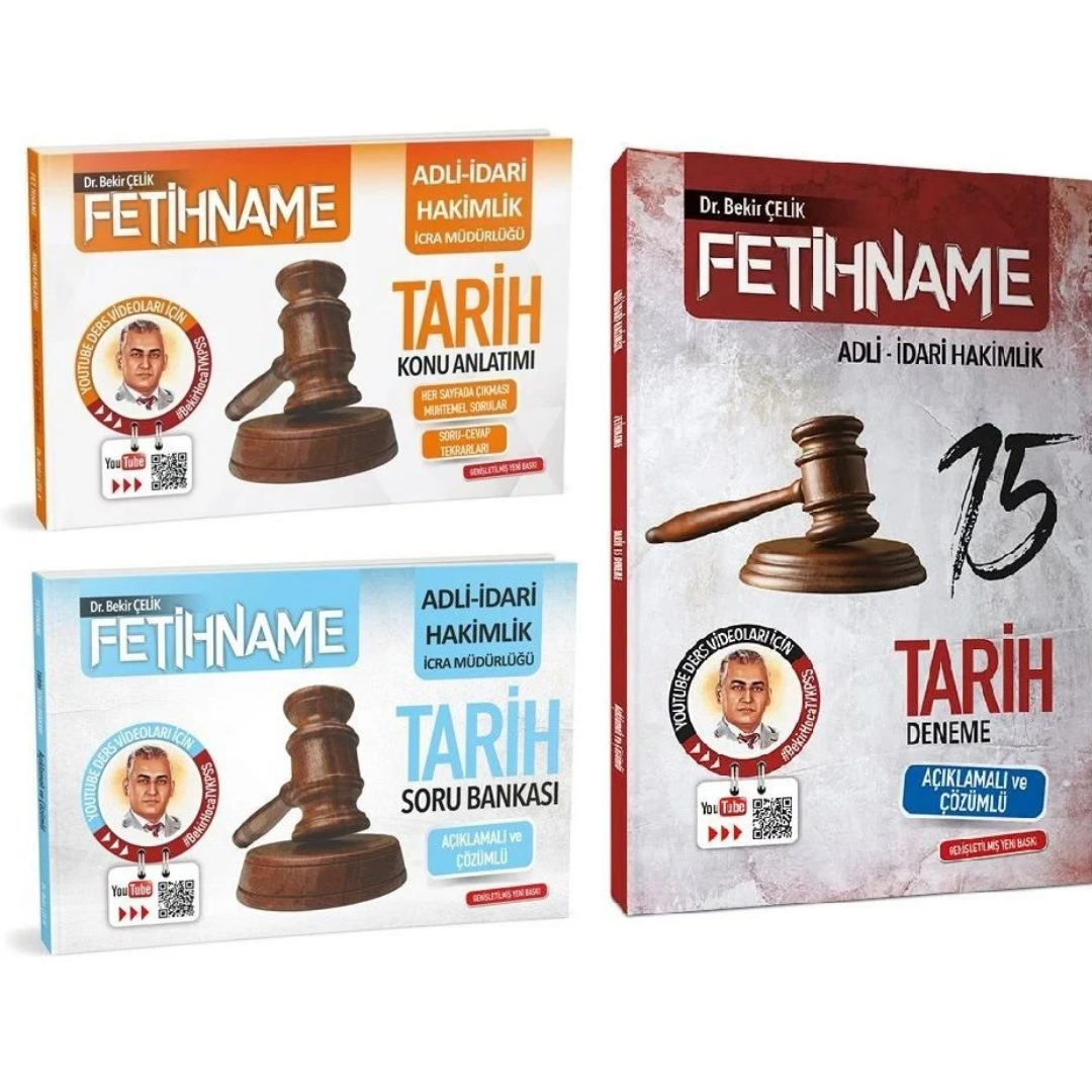 Fetihname- ADLİ İDARİ HAKİMLİK 3'lü Tarih Konu + Soru + 15 Deneme Set (Bekir Çelik)